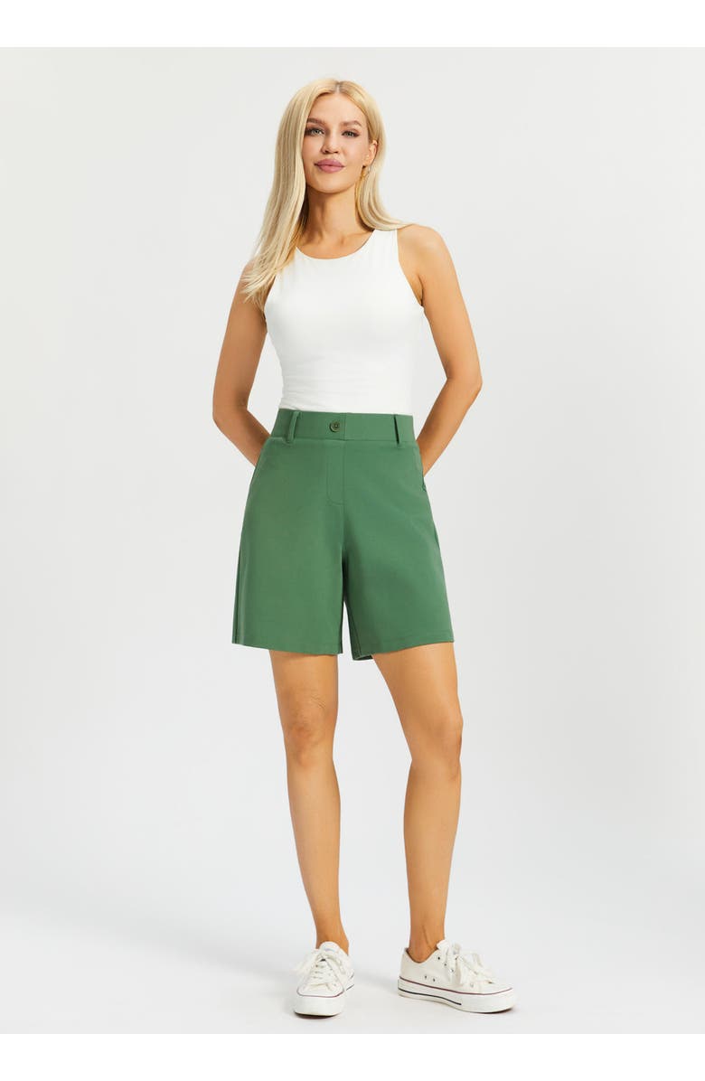 Betabrand Classic Shorts Stretch Ponte, Alternate, color, Arcadia Green