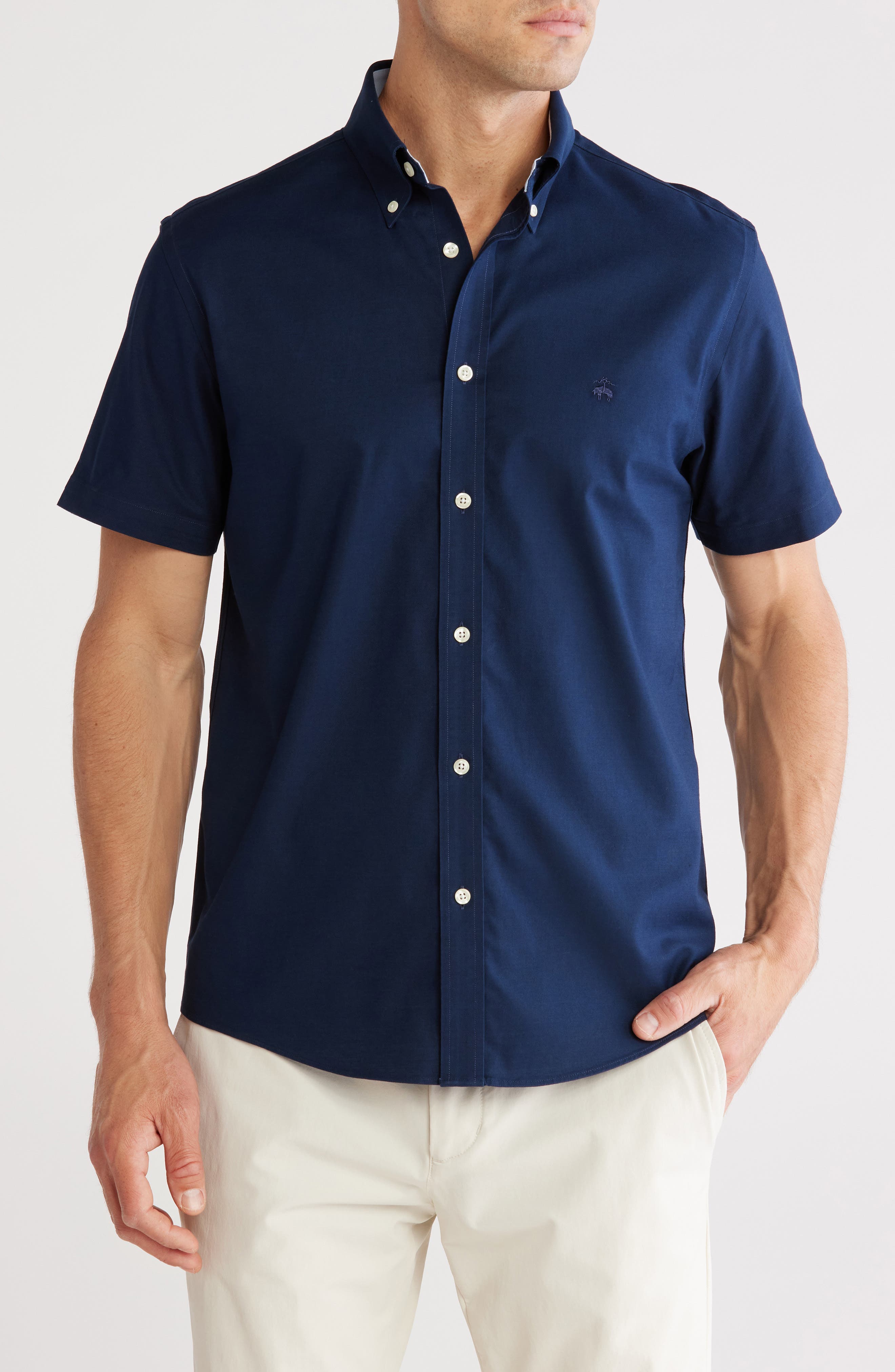 Brooks Brothers Non-Iron Regular Fit Oxford Stretch Short Sleeve Shirt