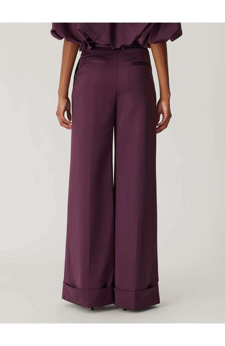 Rebecca Taylor Techy Sateen Wide Leg Pant, Alternate, color, Plum