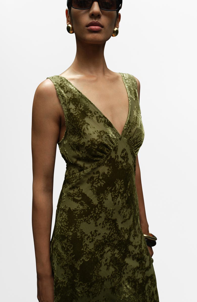 MANGO Floral Burnout Sleeveless Maxi Dress, Alternate, color, Pastel Green