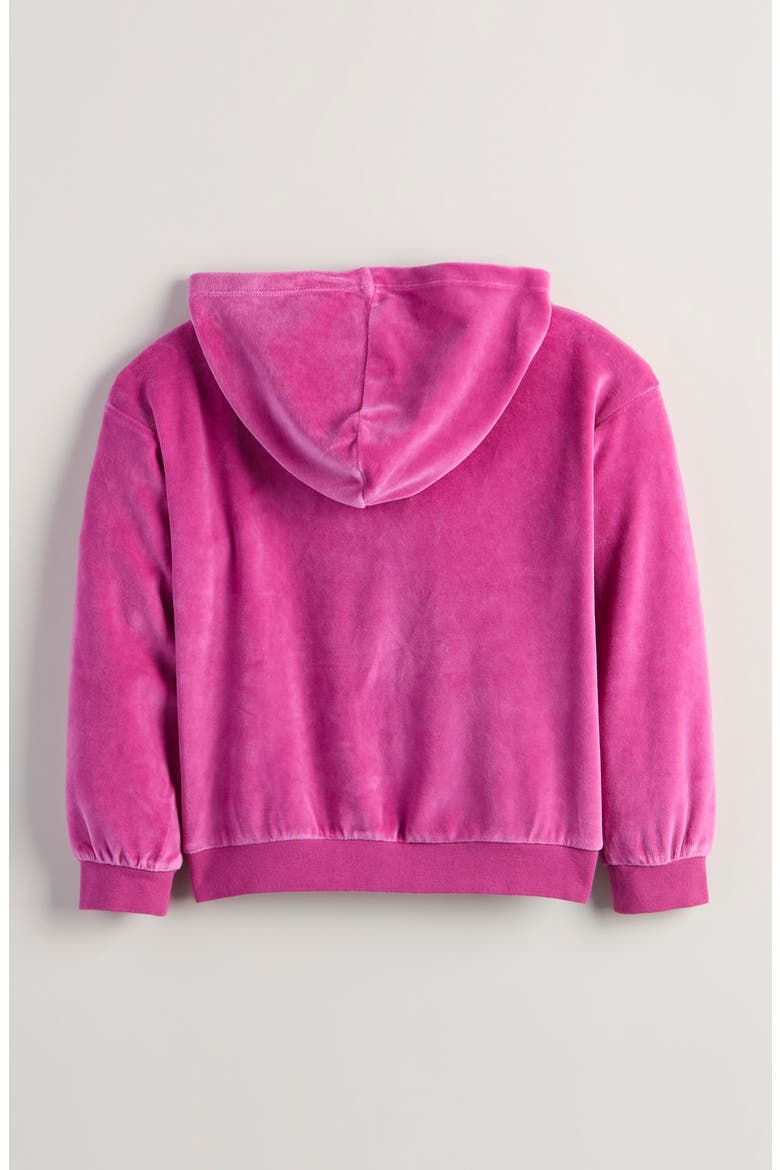 Kids' Bow Embroidered Velour Full Zip Hoodie, Alternate, color, PURPLE ORCHID BOW EMBROIDERY