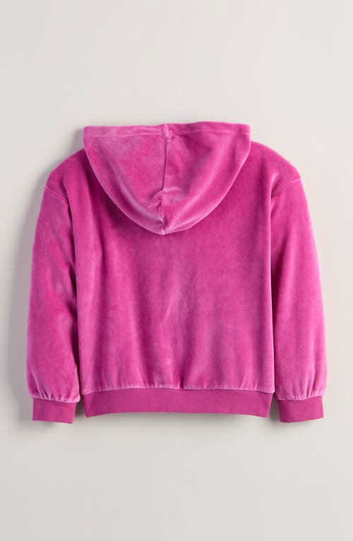 Tucker + Tate Kids' Bow Embroidered Velour Full Zip Hoodie In Pink