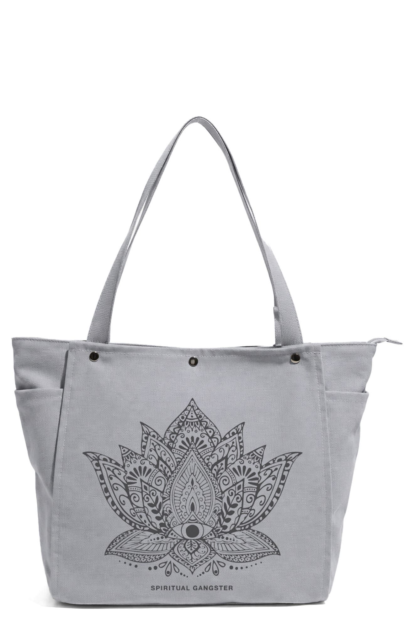 Mandala Lotus Namaste Tote Bag, Main, color, MOONSHINE