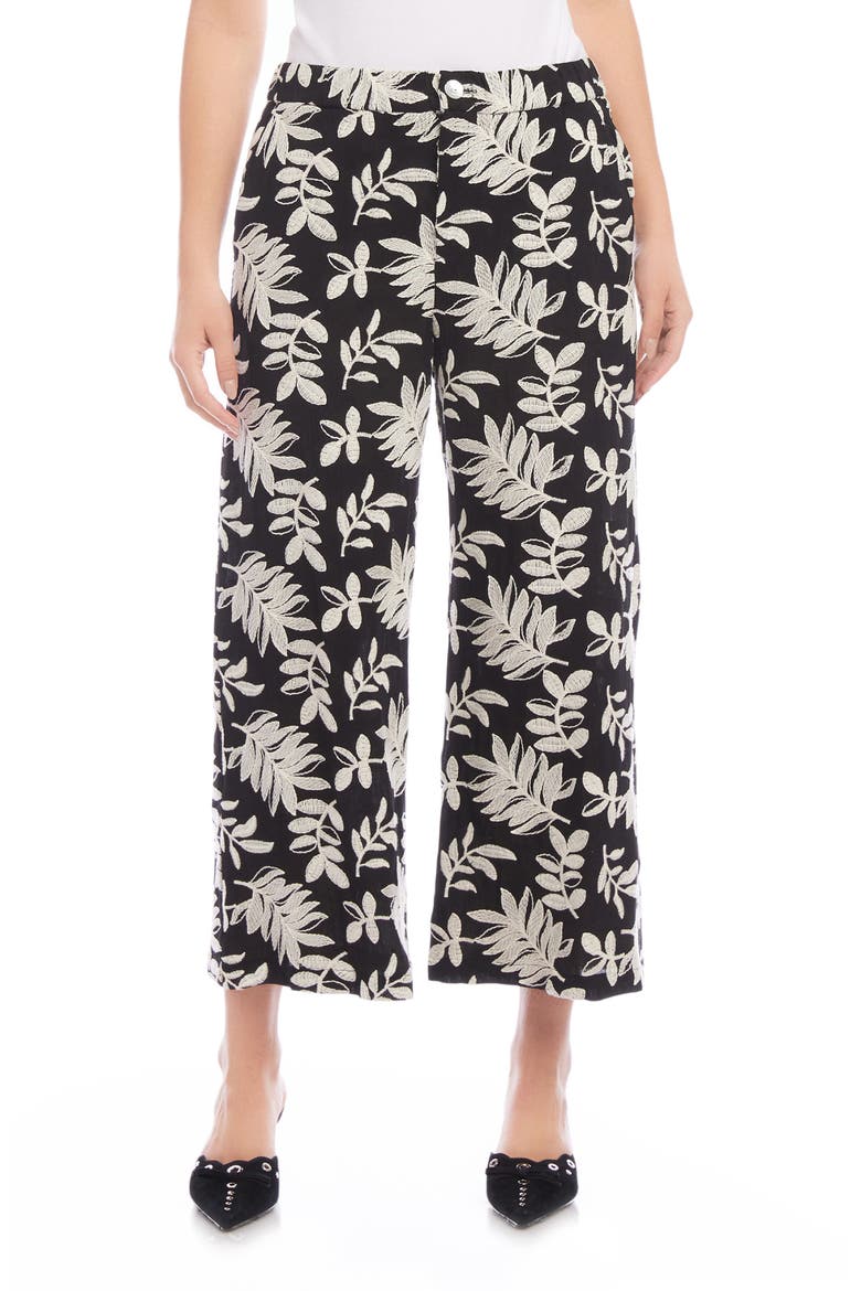 Rylie Embroidered Crop Pants, Main, color, BLACK