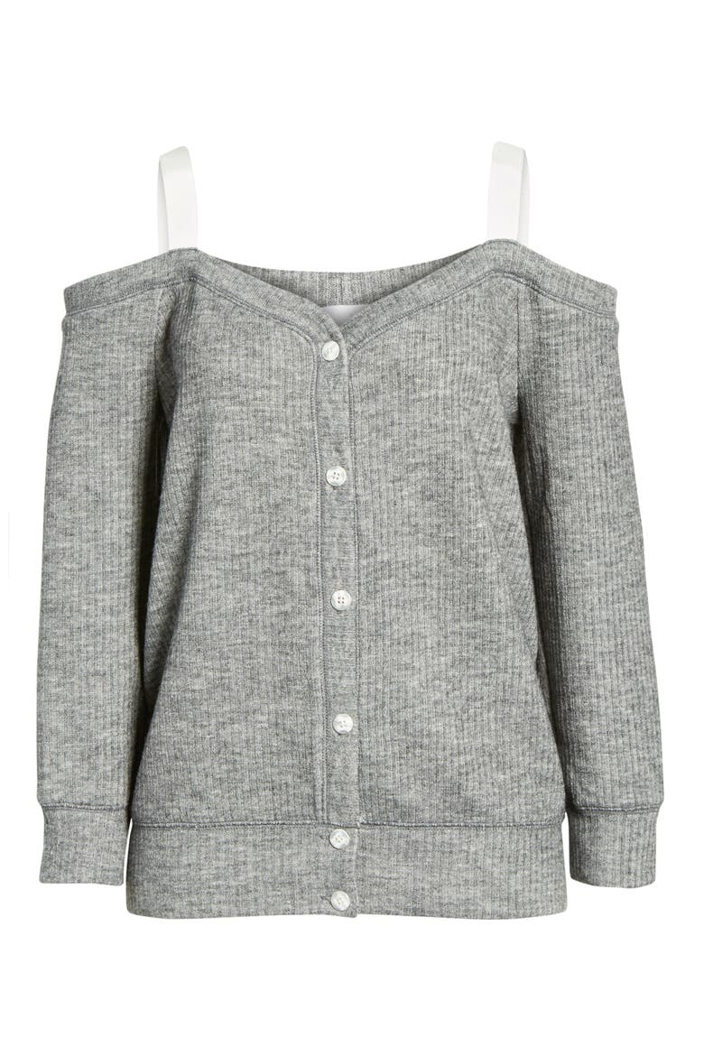 Grosgrain Cold Shoulder Top, Alternate, color, GREY CLOUDY HEATHER