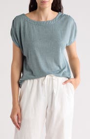 Bobeau Caty Shirred Shoulder T-Shirt