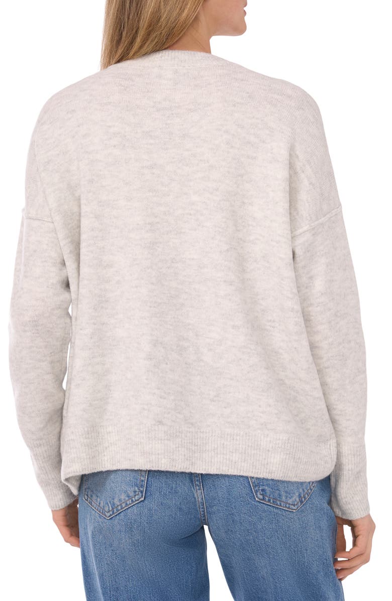 CeCe Holiday Candy Cane Stitch Sweater, Alternate, color, Silver Heather