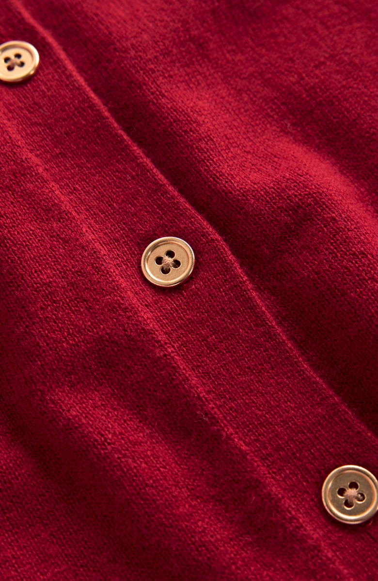 Boden Briony Pointelle Trim Cotton & Wool Cardigan, Alternate, color, Red Liquorice