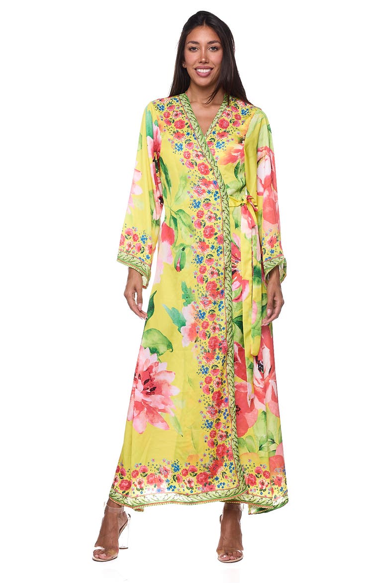 Tie Waist Longline Cover-Up Duster, Alternate, color, YELLOW