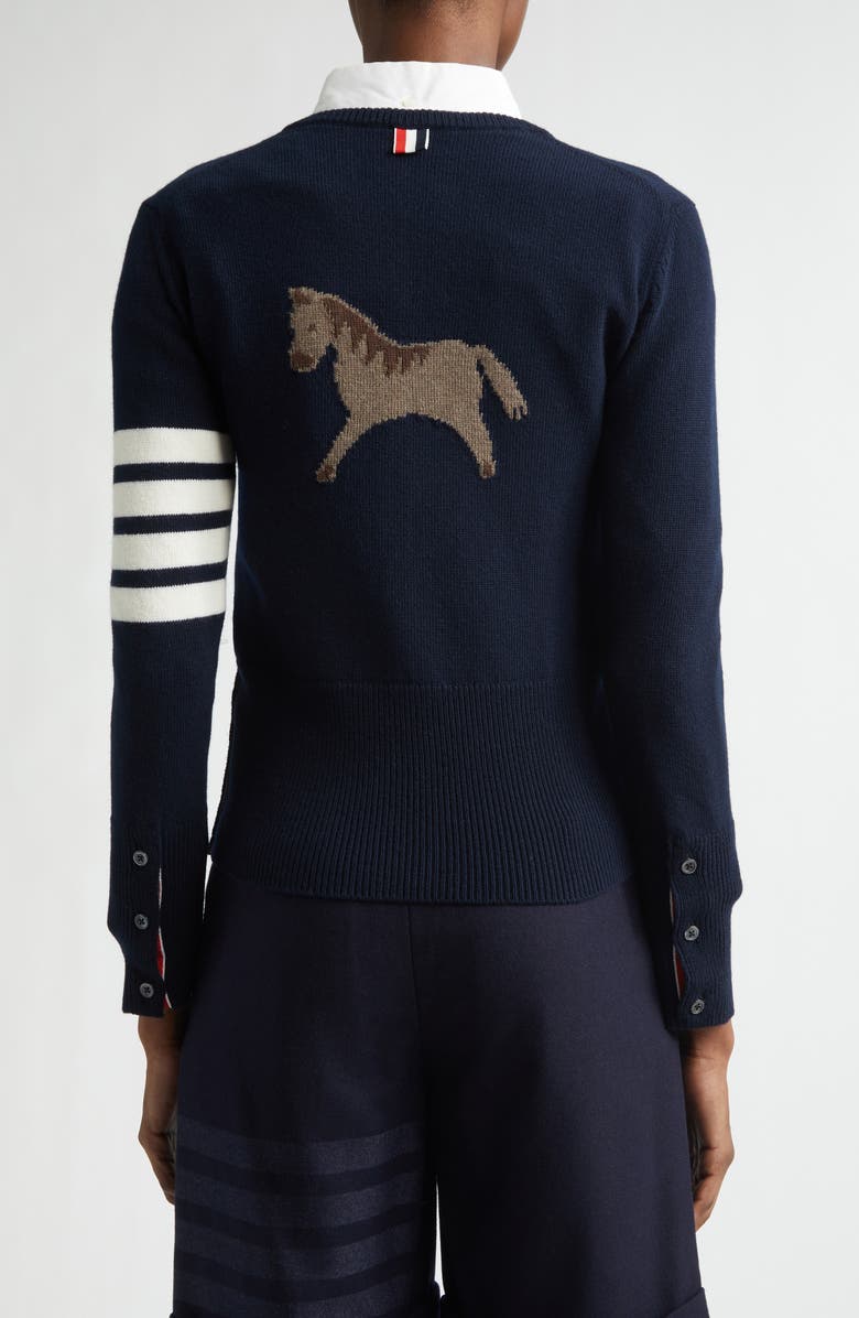 Thom Browne Merino Wool Cardigan, Alternate, color, Navy