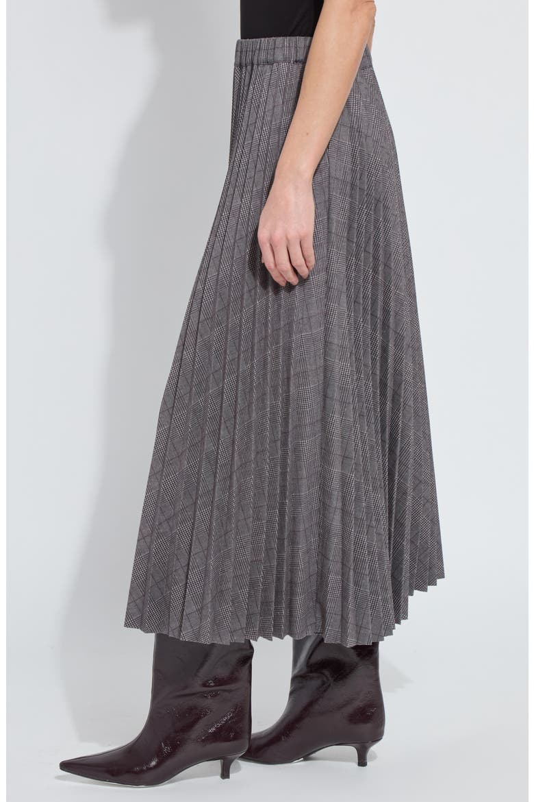 Pierra Pleated Ponte Midi Skirt, Alternate, color, LONDON GLEN PLAID