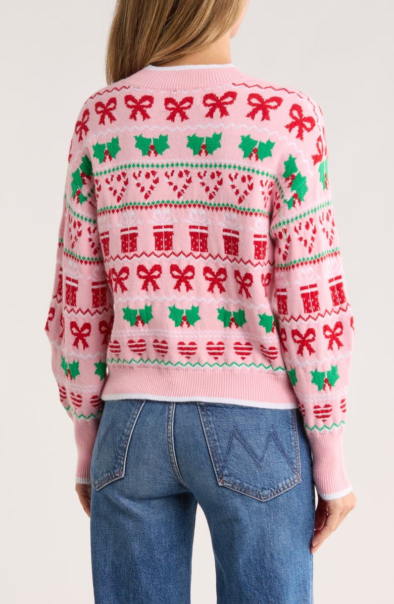 Vigoss Christmas Gift Cardigan, Alternate, color, Pink Combo