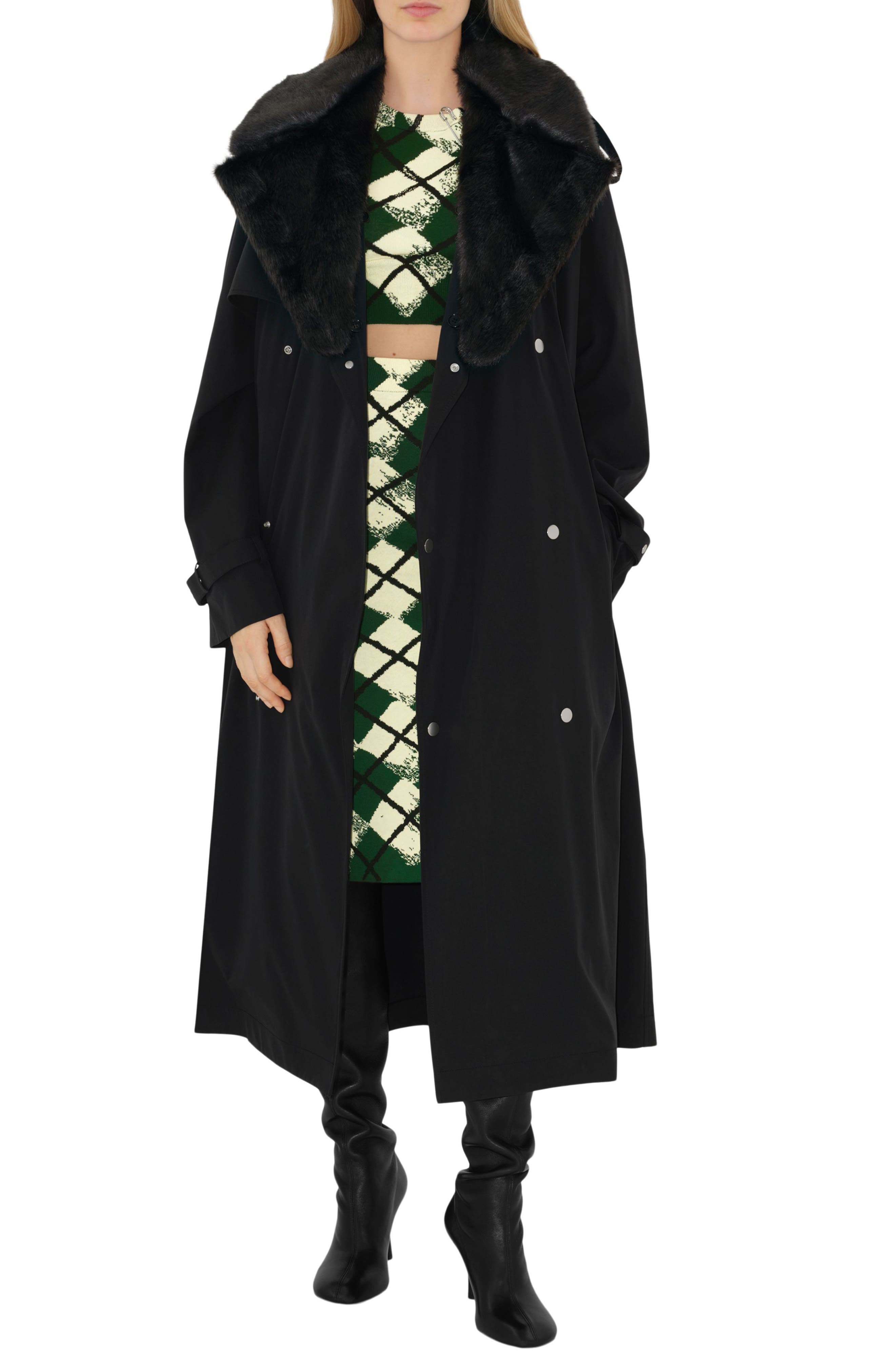 Burberry Baby Knee High Leather Boot, Alternate, color, Black