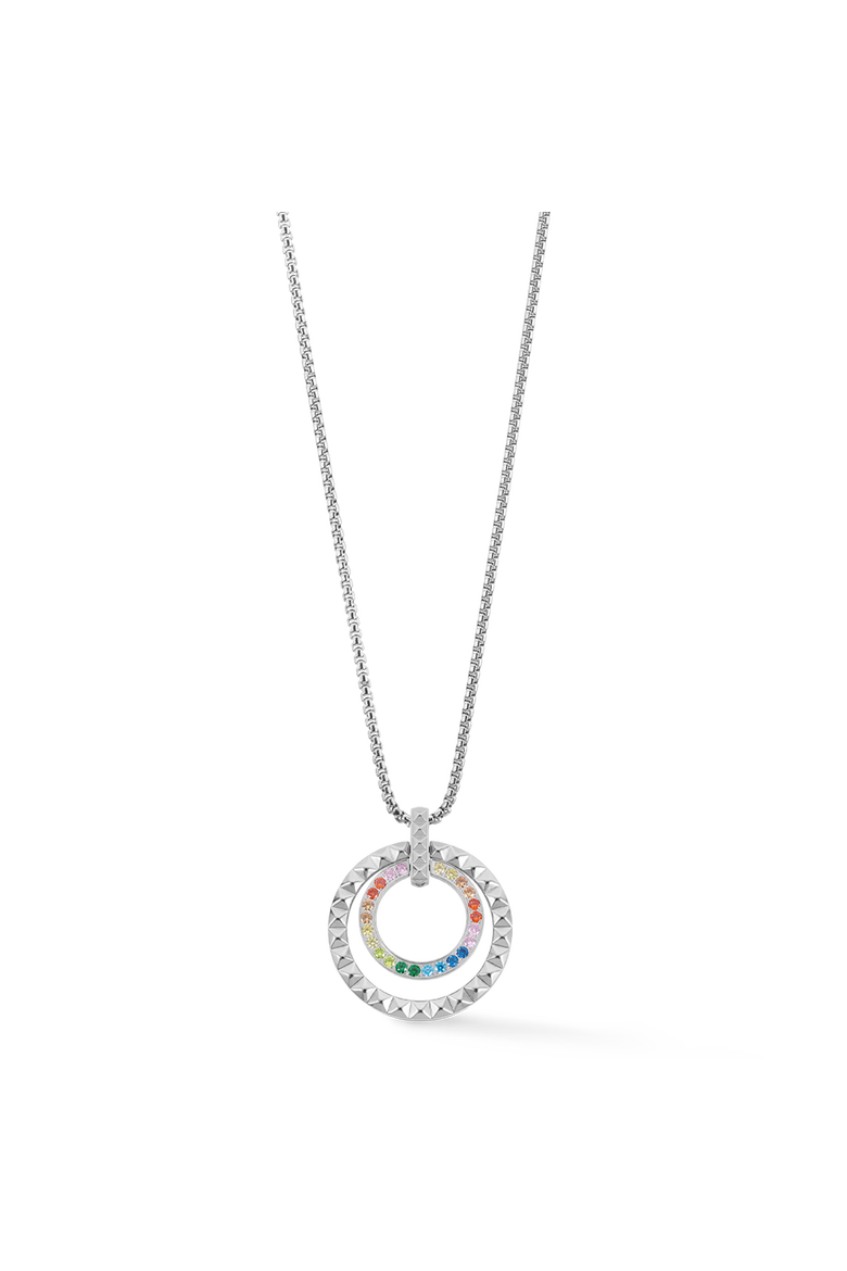 Necklace Circle Duo, Alternate, color, Multicolor Silver