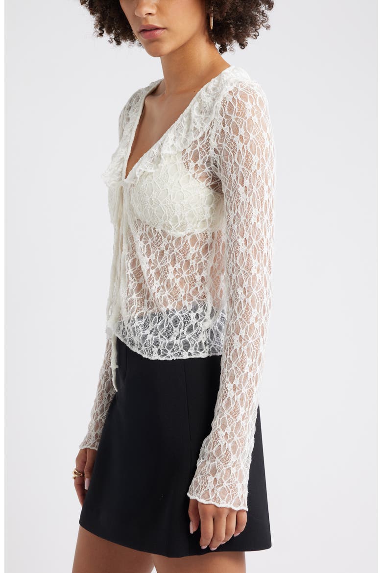 Ruffle Sheer Lace Top, Alternate, color, IVORY