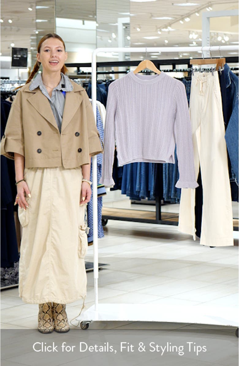 Open Stitch Ruffle Cuff Cotton Sweater, sales video thumbnail