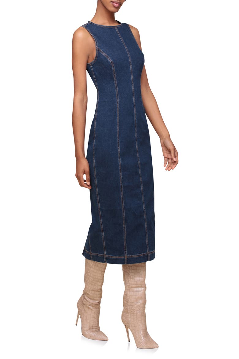 Sleeveless Denim Midi Dress, Alternate, color, PRAIA WASH