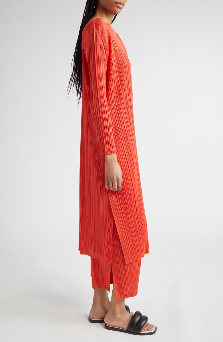 Pleats Please Issey Miyake Monthly Colors February Pleated Cardigan, Alternate, color, Red