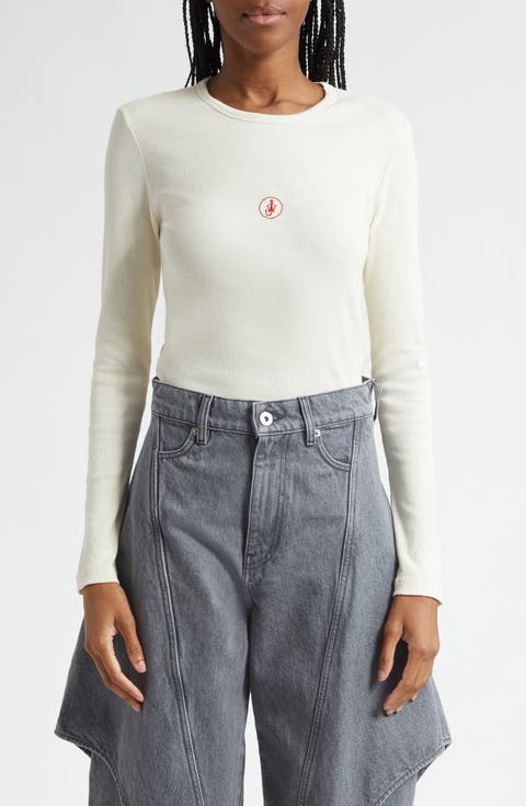 Anchor Embroidered Long Sleeve Underpinning Top