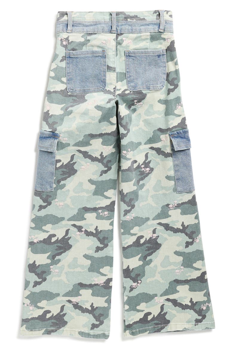 Kids' Camo Print Wide Leg Cargo Jeans, Alternate, color, GREEN CAMO