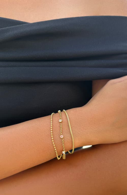 Adornia Tarnish Resistant 18k Gold Plated Layered Crystal 3-chain Bracelet In Gold