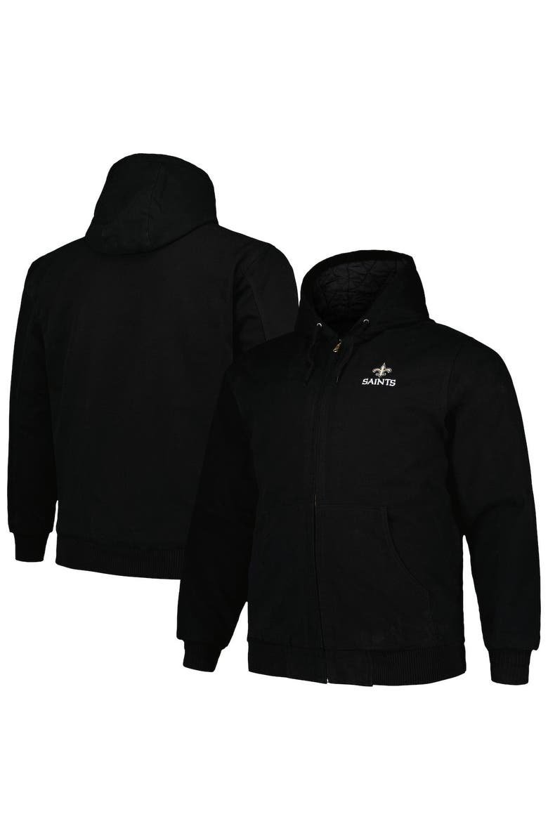 DUNBROOKE Men's Dunbrooke Black New Orleans Saints Big & Tall Dakota Canvas Hoodie Full-Zip Jacket, Main, color, 