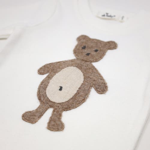 Oh Baby ! Ragdoll Bear Long Sleeve Cream Tee Mixed Two Piece Set In Mushroom Heather