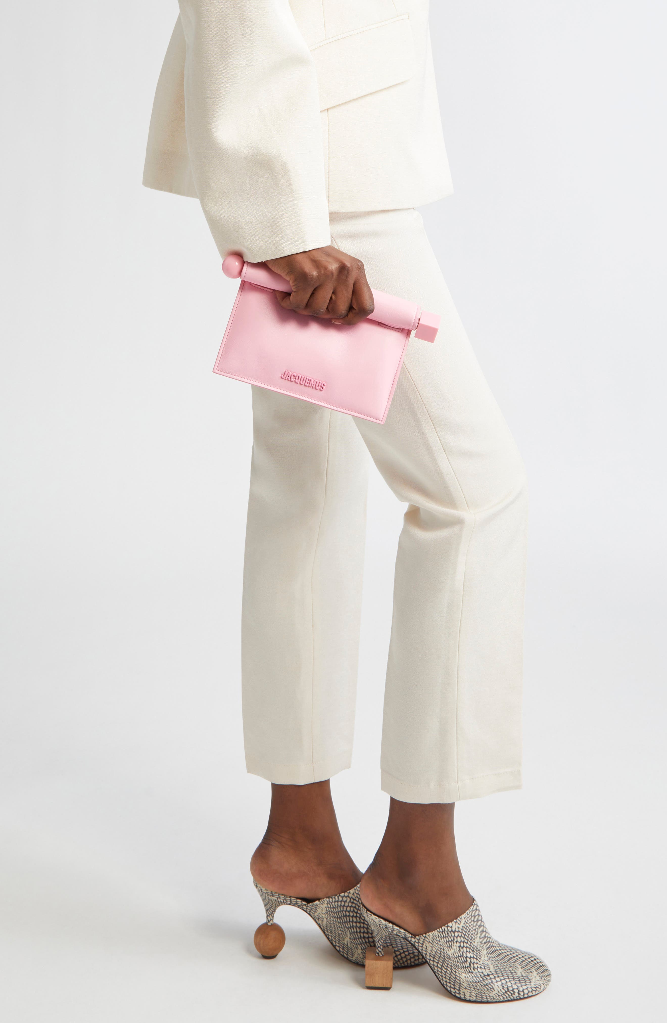 Jacquemus La Petite Pochette Rond Carré Clutch, Alternate, color, Pink 430