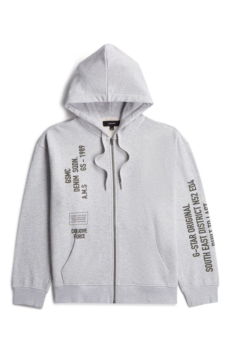 Stencil Graphic Relaxed Full Zip Hoodie, Alternate, color, LIGHT GREY HTR