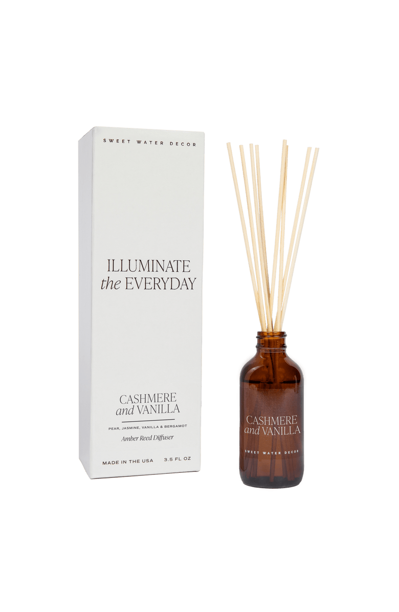 SWEET WATER DECOR Amber Glass Reed Diffuser - Spa Scents, Main, color, Cashmere & Vanilla