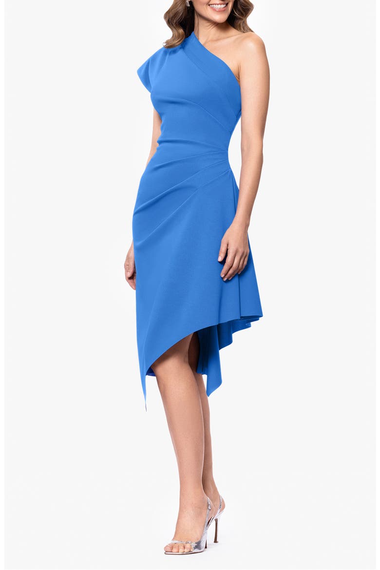 Asymmetric Scuba Knit Sheath Dress, Alternate, color, CORNFLOWER