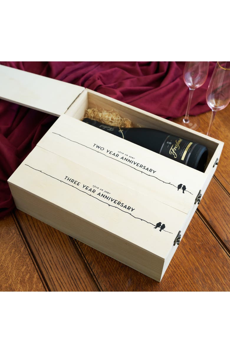 TWINE Newlywed's Anniversary 3-Bottle Wooden Wine Box, Alternate, color, Wood