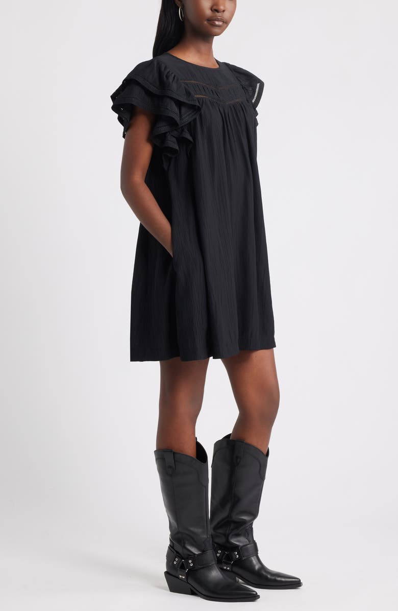Treasure & Bond Double Ruffle Shift Dress, Alternate, color, Black