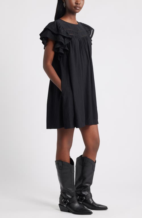 Treasure & Bond Double Ruffle Shift Dress In Black