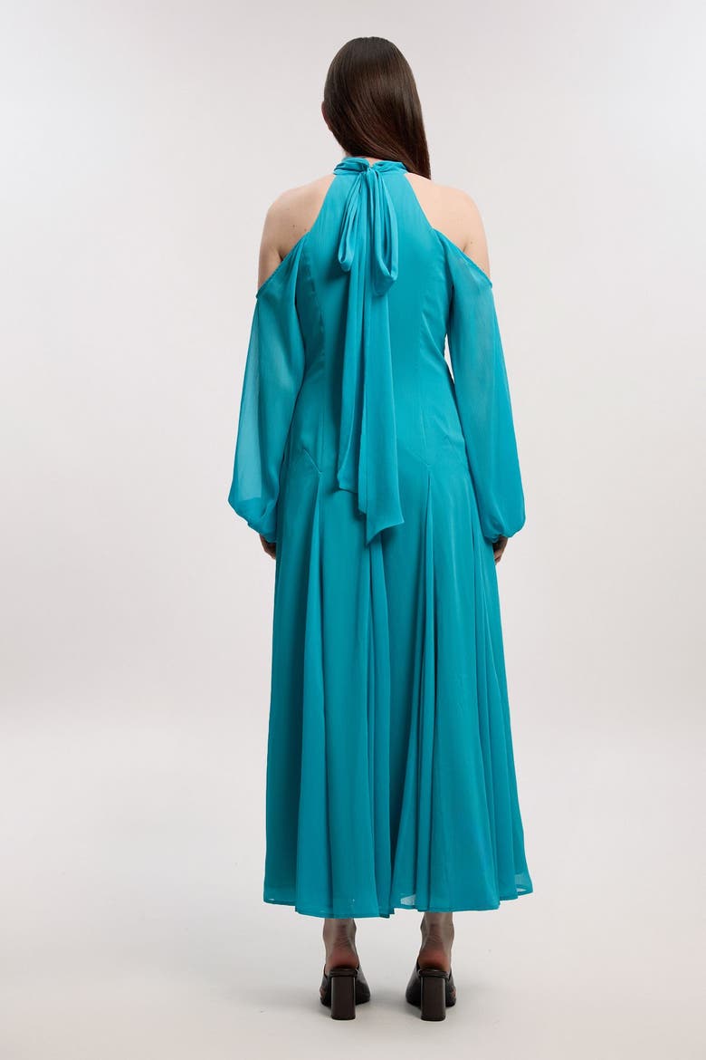 Cold Shoulder Maxi Dress, Alternate, color, Aqua