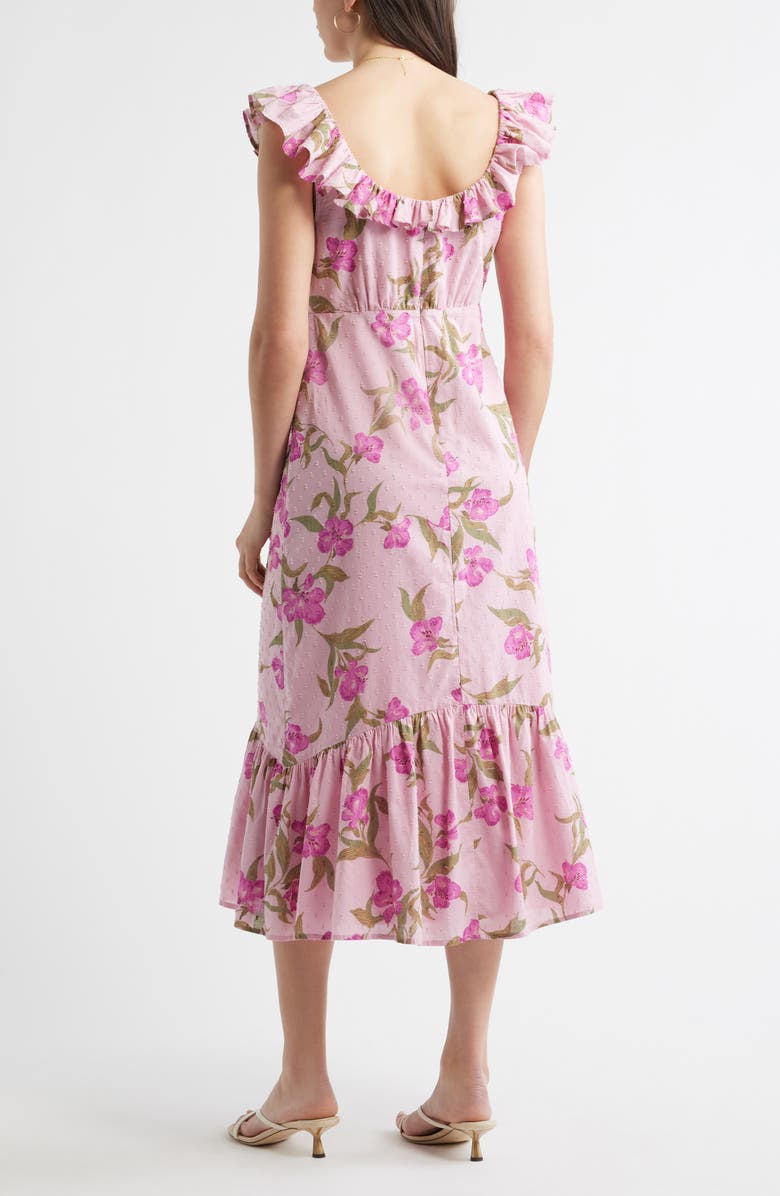 Chelsea28 Ruffle Sleeve Tiered Midi Dress, Alternate, color, Pink Poppy Play