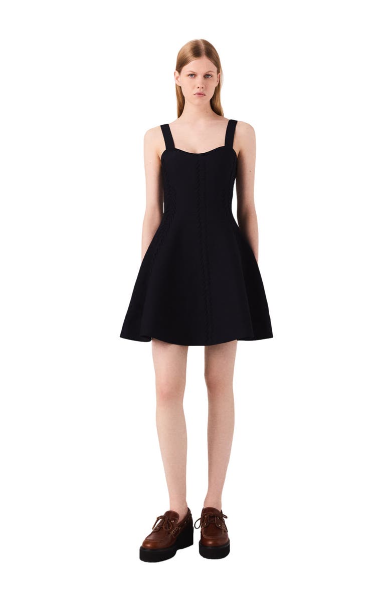 maje Mini knitted babydoll dress, Main, color, Navy