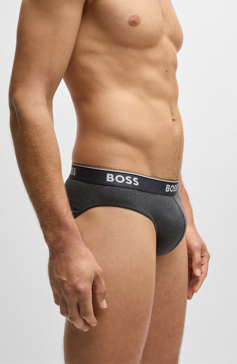 BOSS Assorted 3-Pack Power Stretch Cotton Briefs, Alternate, color, Open Grey