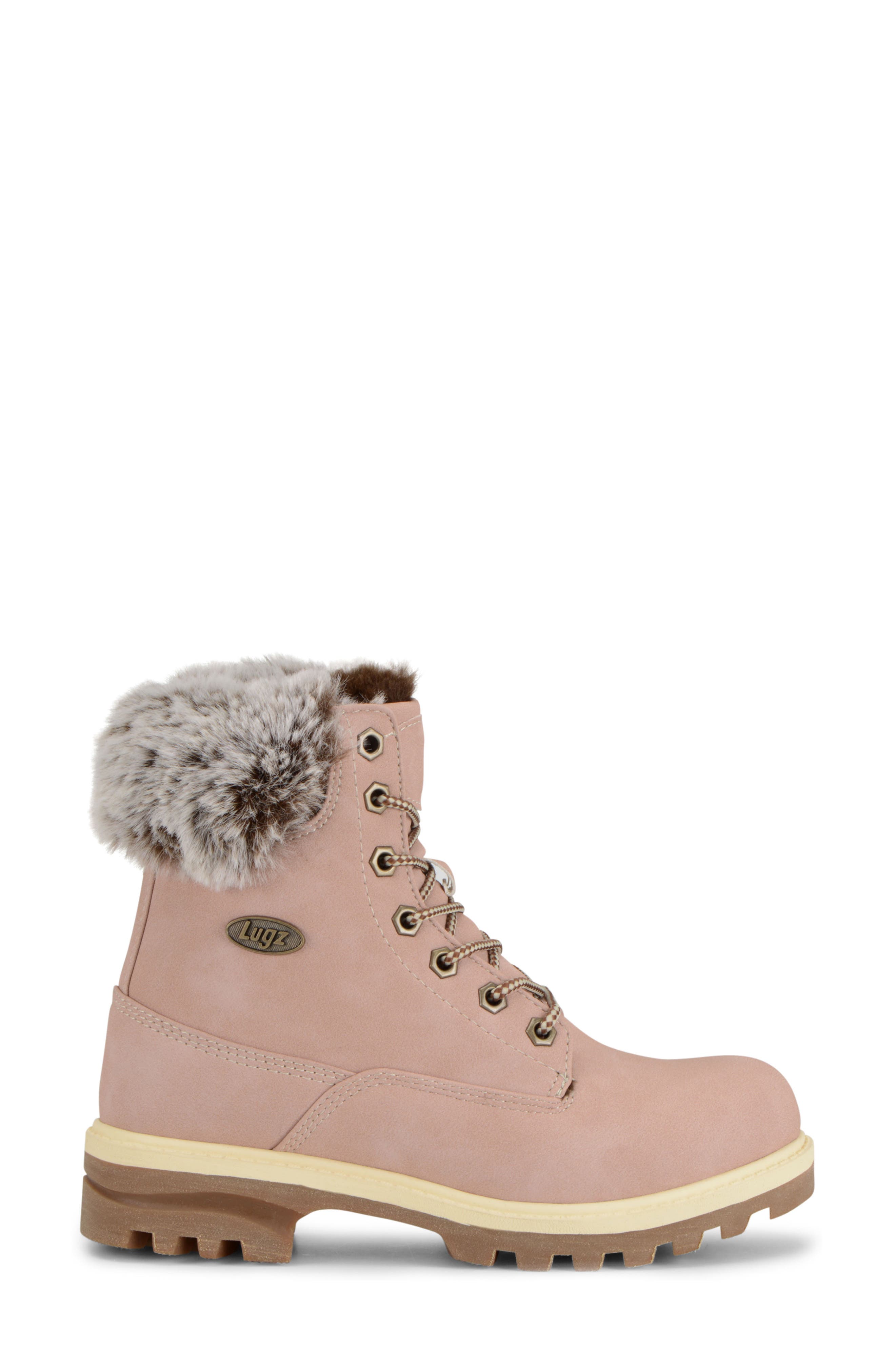 Empire High Faux Fur Lug Sole Boot, Alternate, color, SOFT PINK/ BONE/ GUM