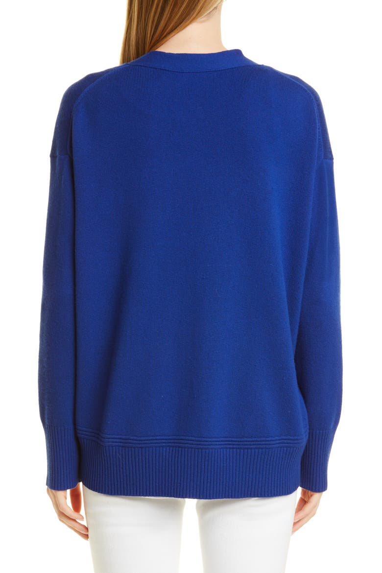 V-Neck Cashmere & Cotton Cardigan, Alternate, color, BLUE SODALITE