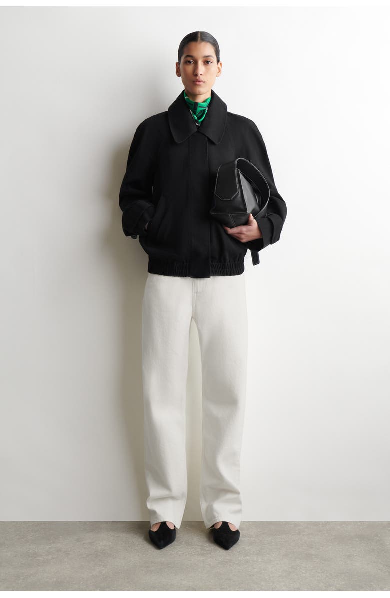 COS Rounded Cotton Blouson Jacket, Main, color, Black