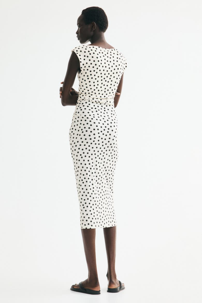 Cap-sleeved Dress, Alternate, color, Cream/polka dot