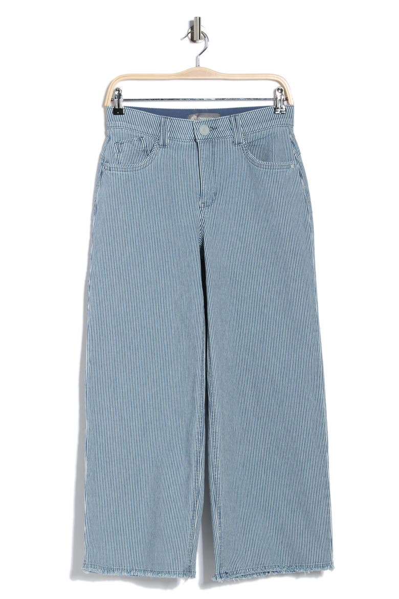 High Waist Fray Hem Wide Leg Jeans, Alternate, color, BLUE RAILROAD STRIPE