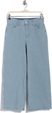 Democracy High Waist Fray Hem Wide Leg Jeans