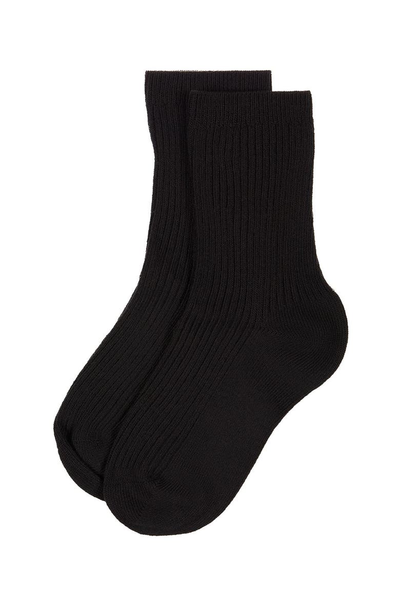 Ribbed Rich Crew Socks, Alternate, color, Black