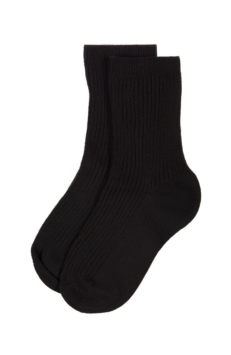 MeMoi Ribbed Rich Crew Socks, Alternate, color, Black