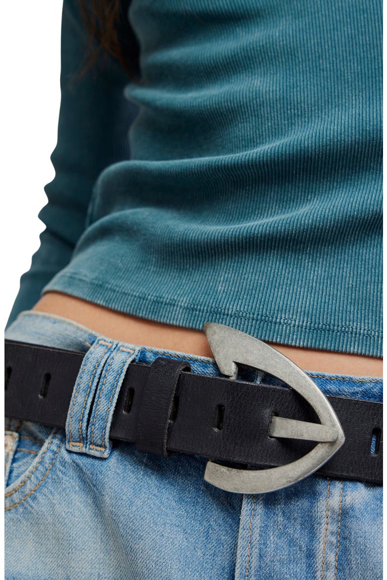 Noa Leather Belt, Alternate, color, BLACK