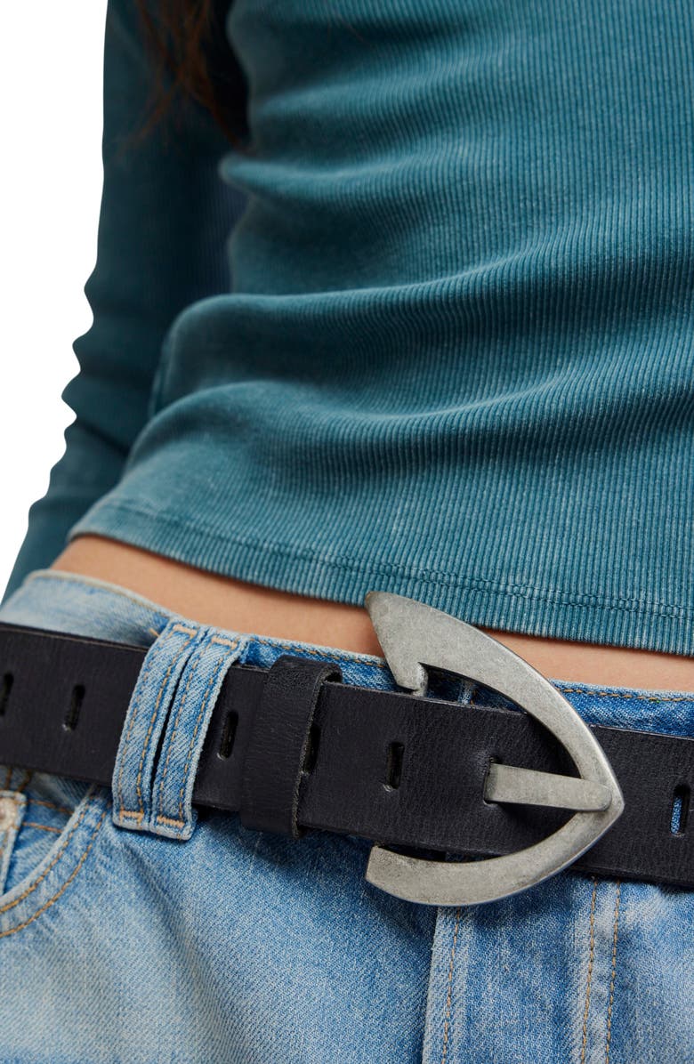 Free People Noa Leather Belt, Alternate, color, Black