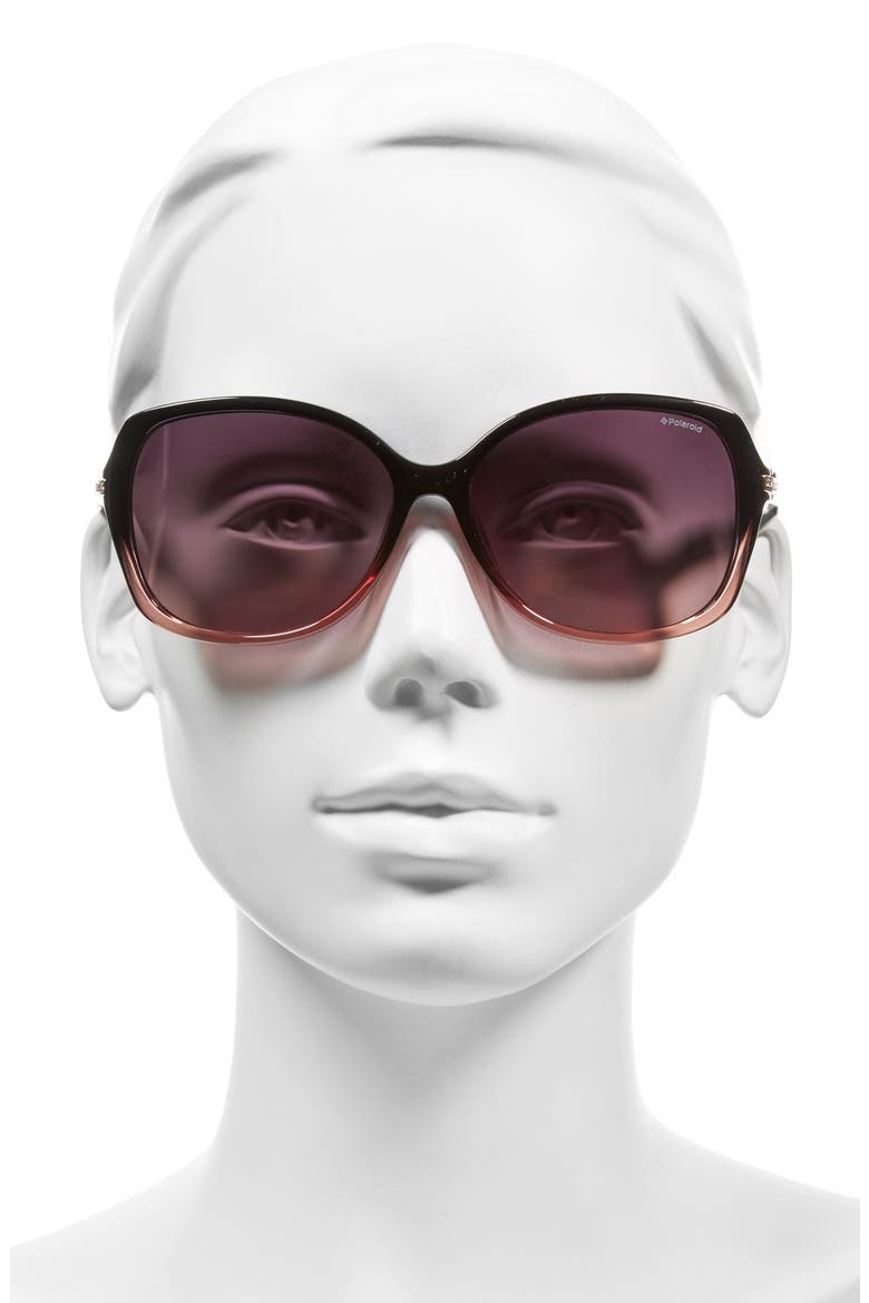 58mm Polarized Sunglasses, Alternate, color, BLACK SHADED/ PINK/ POLARIZED