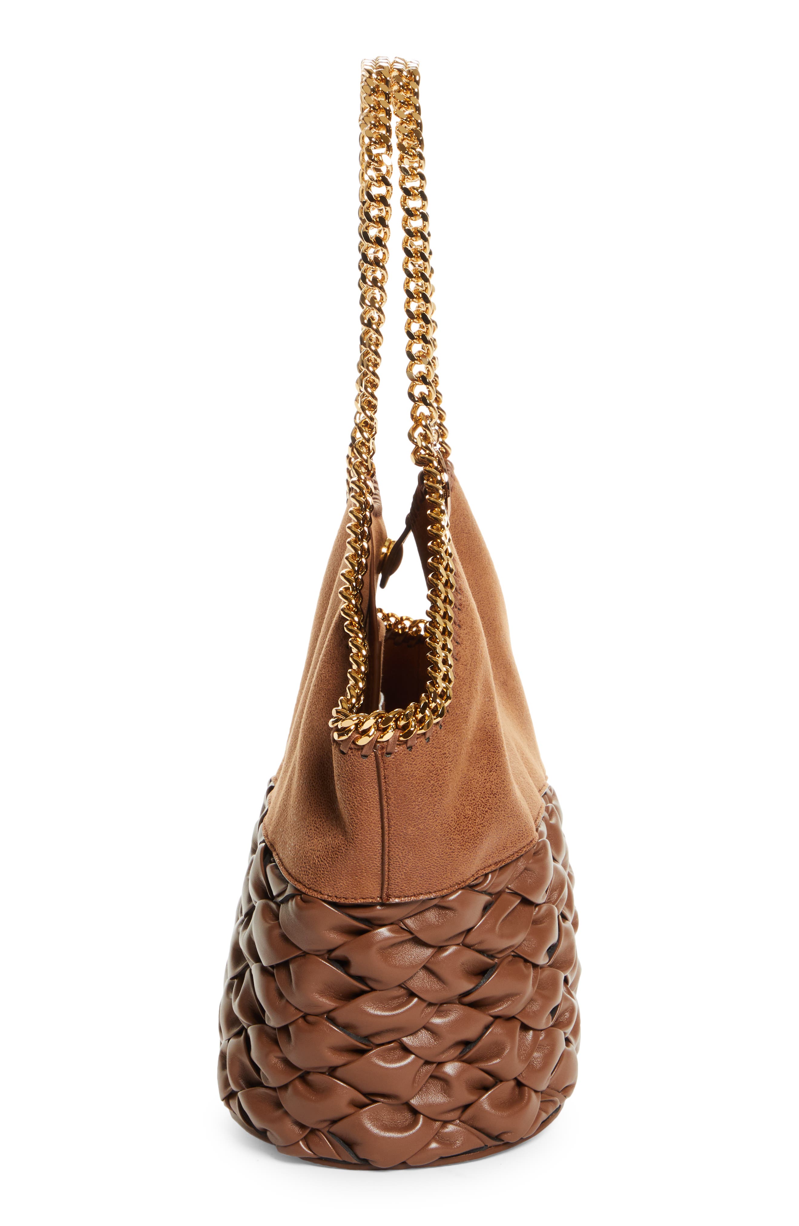 Medium Mixed Media Faux Leather Tote, Alternate, color, PECAN